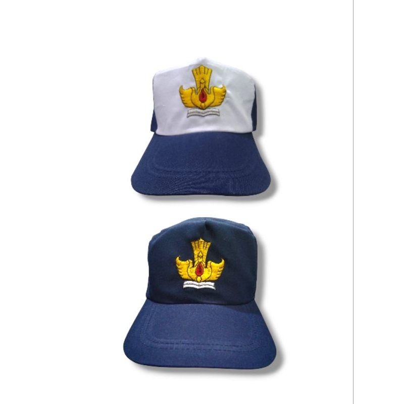 Topi SMP BIRU POLOS DAN BIRU PUTIH Topi Sekolah Seragam Sekolah Cowok Dan Cewek