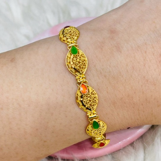 gelang motif dubai kerawang simple elegant emas asli kadar 700