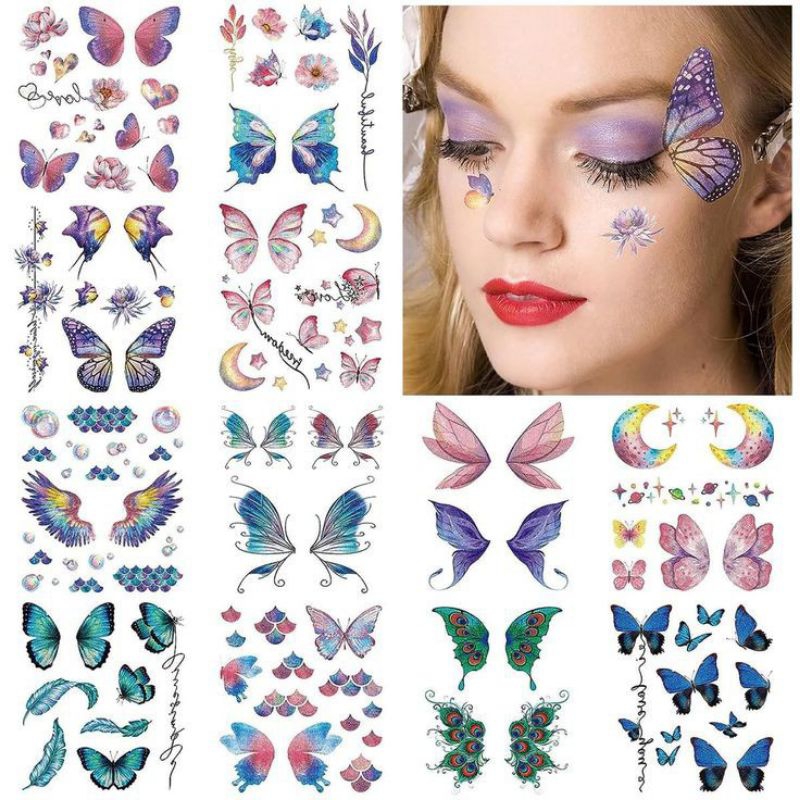 

butterfly sticker tattoo temporary stiker glitter kupu kupu stiker wajah make up tatto temporary stiker tatto badan