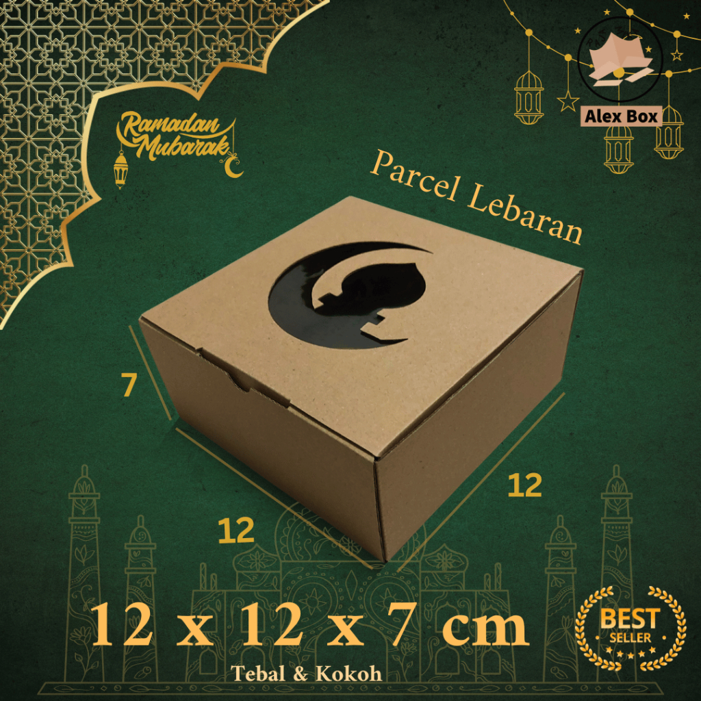 

Kardus Parcel Lebaran Ukuran 12 x 12 x 7 cm | Box Mika Hampers Idul Fitri | Diecut Hantaran Kue