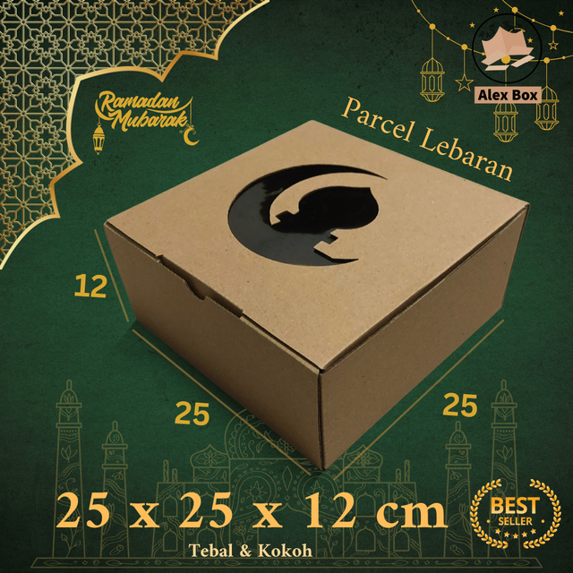 

Kardus Parcel Lebaran Ukuran 25 x 25 x 12 cm | Box Mika Hampers Idul Fitri | Diecut Hantaran Kue