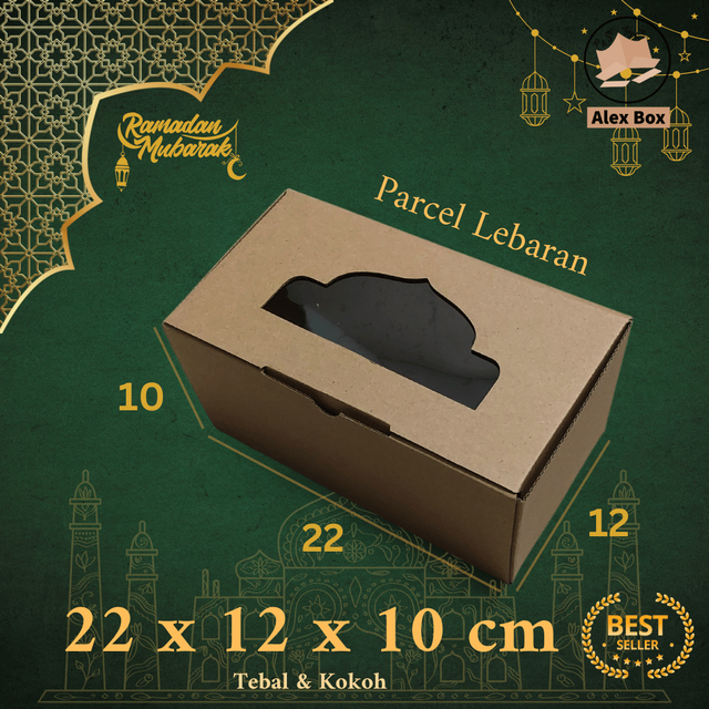

Kardus Parcel Lebaran Ukuran 22 x 12 x 10 cm | Box Mika Hampers Idul Fitri | Diecut Hantaran Kue