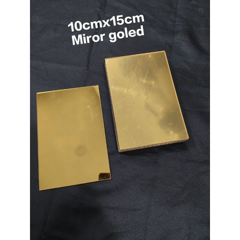 Akrilik Lembaran Miror Goled Tebel 2mm 10cm x 15cm