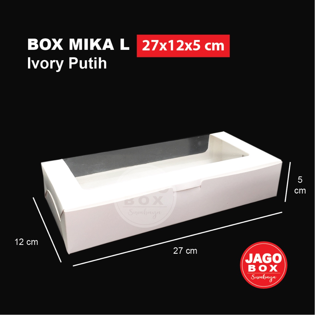 

BOX KOTAK KUE SNACK MIKA L 27x12x5 IVORY PUTIH