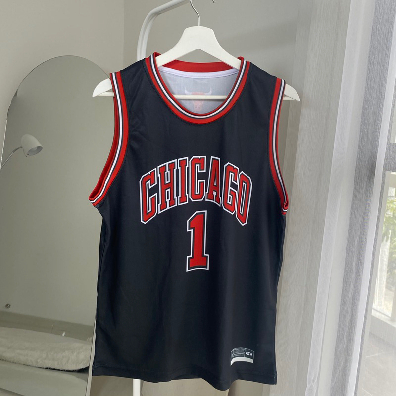 [ORIGINAL] Jersey Derrick Rose Chicago Bulls #1 HITAM BLACK MERAH RED CLASSIC - Swingman Dryfit Kaos