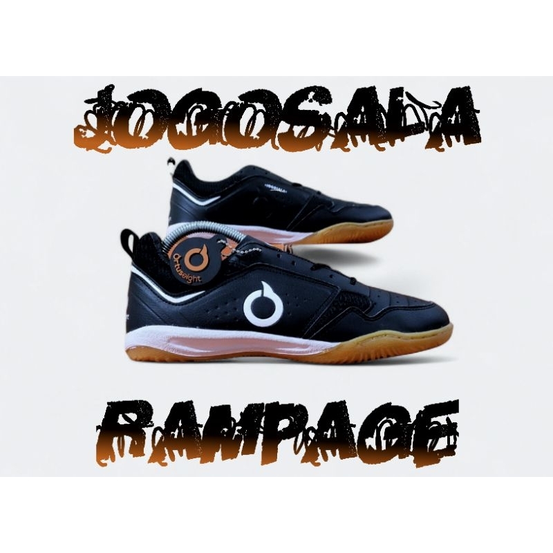SEPATU FUTSAL ORTUS JOGOSALA RAMPAGE BLACK TERBARU FREE TAS