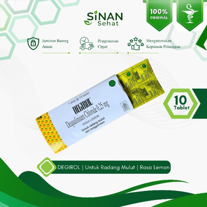 Apotek Sinan Sehat | Degirol Strip isi 10 Tablet Hisap | Obat Radang Mulut dan Tenggorokan