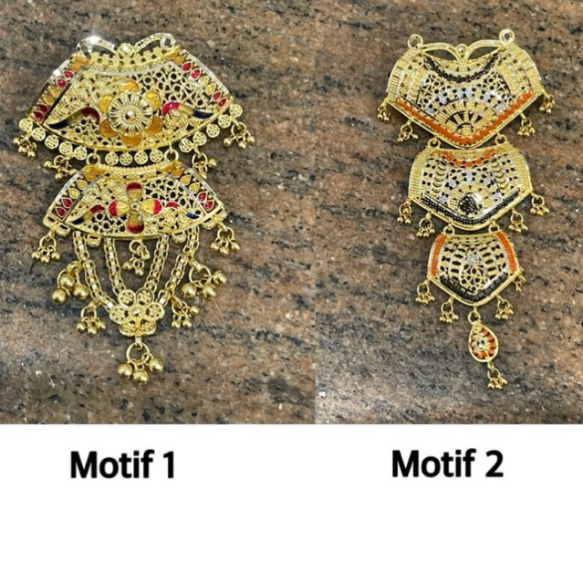 liontin bros motif dubai kerawang 2 in 1 simple elegant mewah emas asli kadar 700