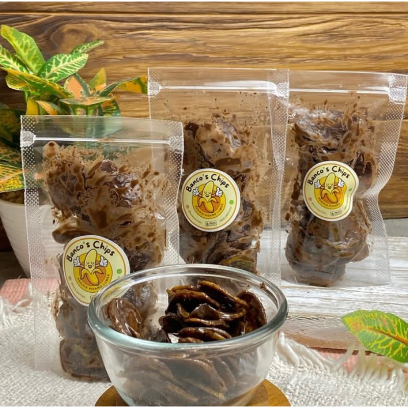 

Keripik Pisang Lumer Coklat Banco’s Chips Pouch kecil 50gr
