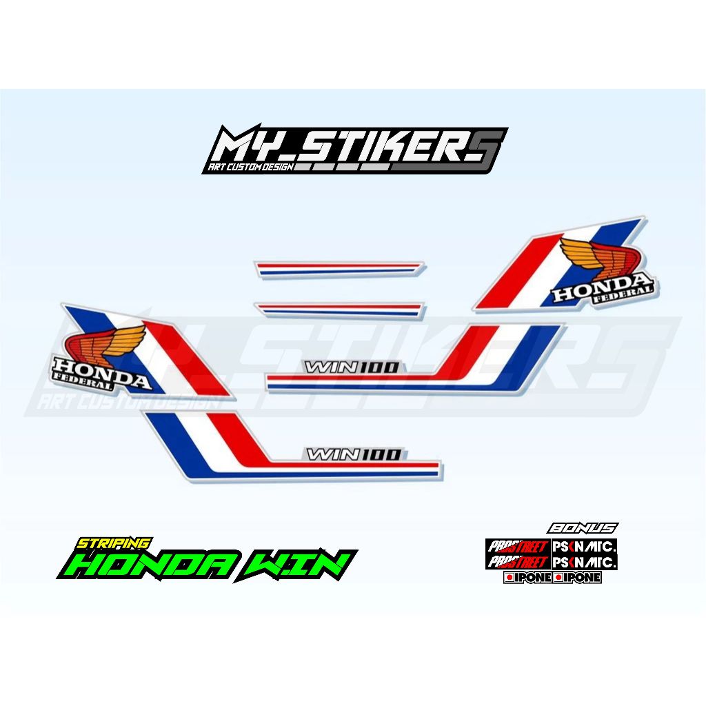 Striping Honda Win 100 Original Variasi Japan Jepang Custom Racing 1984 2002 2003 2004 2005 FDR Simp