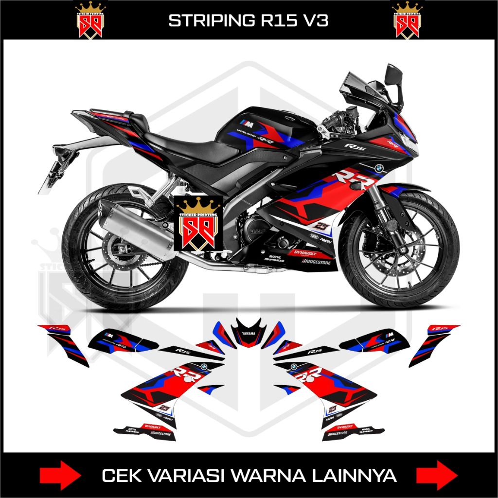 Decal Striping R15 V3 YZFV3 / Sticker Yamaha R15V3 YZF V3 Livery Treecolor Bmw