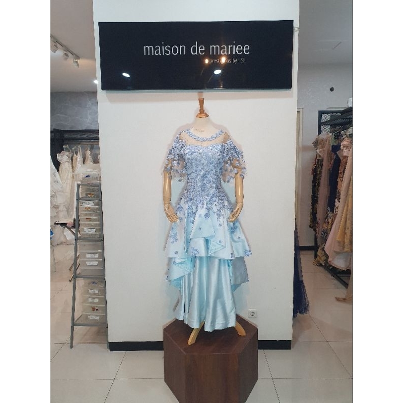 Preloved baju pesta panjang dress party biru muda LD 94 LP 85 PJG BAJU 145