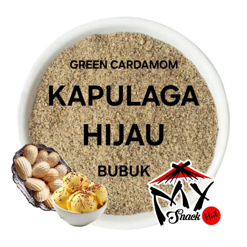 

KAPULAGA HIJAU BUBUK 100GR GREEN CARDAMOM POWDER GROUND ROTI KUE CAKE ICE CREAM PUDDING MINUMAN CAKE