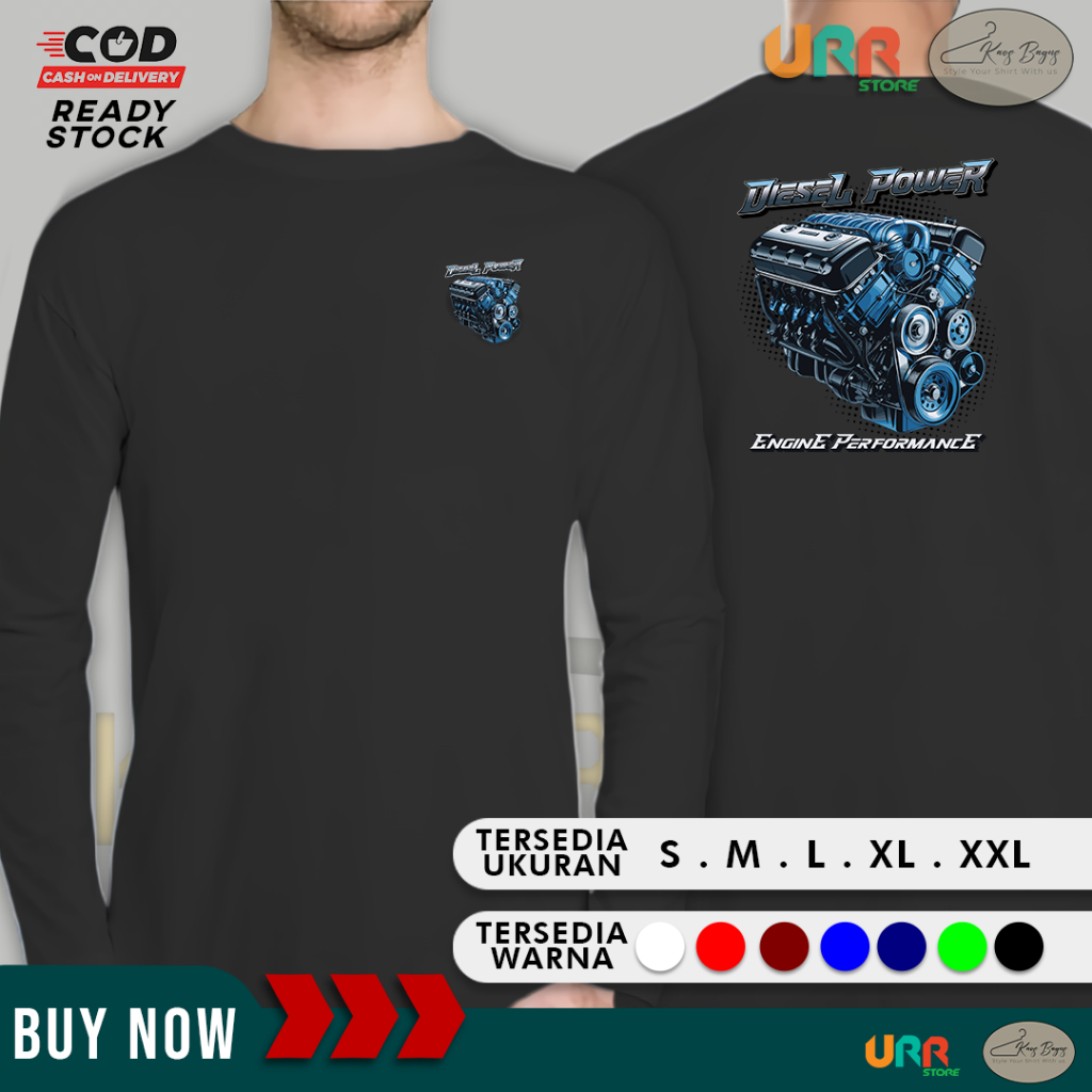 Kaos Diesel Power Engine Performance Lengan Panjang | Baju Cotton Combed 30s | Kaos Bagus
