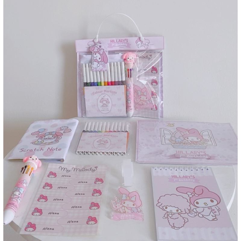 

souvenir birthday stationary set / bag tag acrilic / notes / stationary kit anak TK SD PAUD