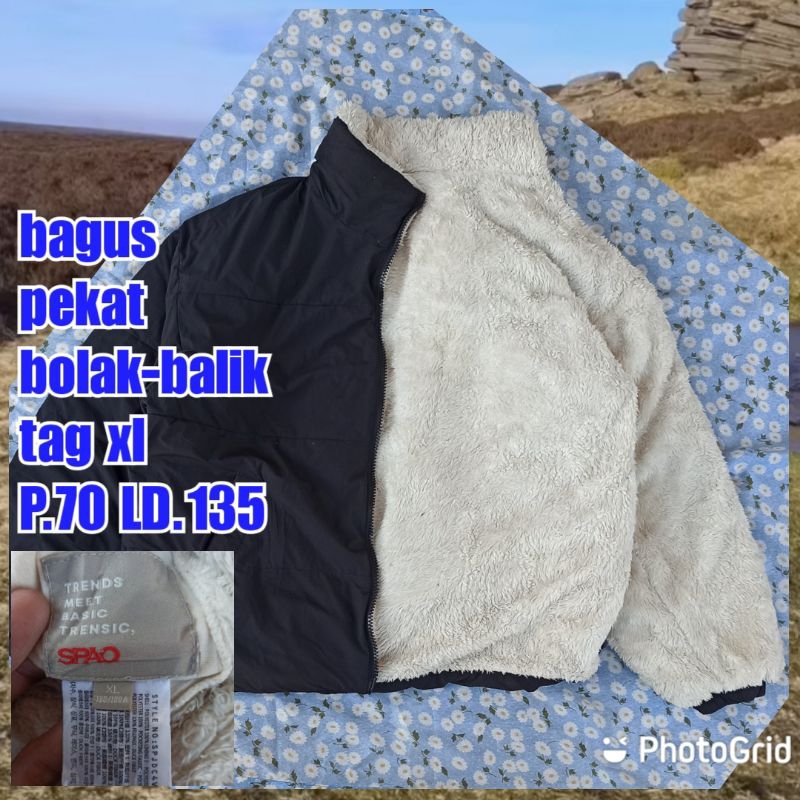 jaket gunung outdoor puffer sherpa reversibel bolak-balik spao