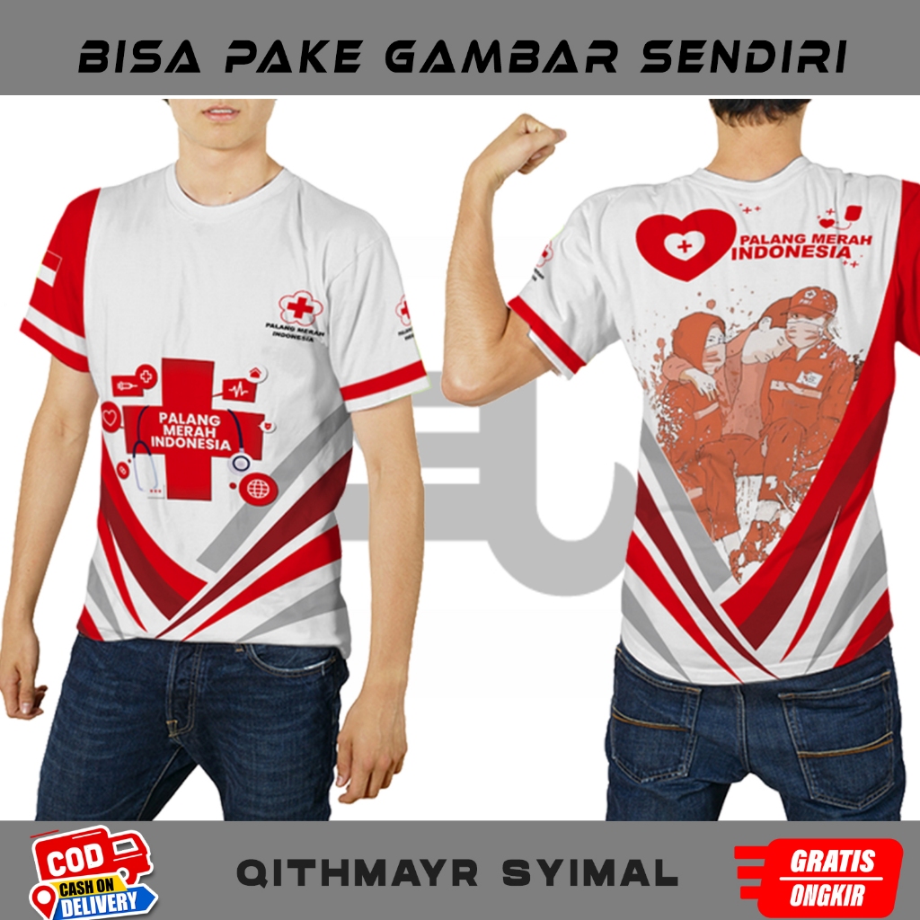 kaos pria baju palang merah indonesia jersey PMI bisa custom logo dan nama