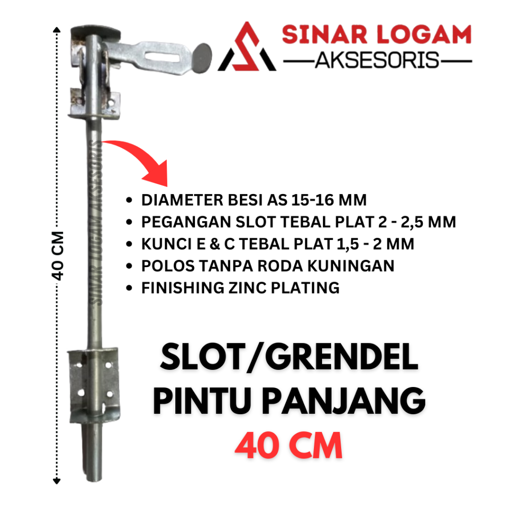 Slot pintu pagar bawah/atas uk 40 cm, slot pintu henderson, pintu gebyog & pagar, pintu garasi toko