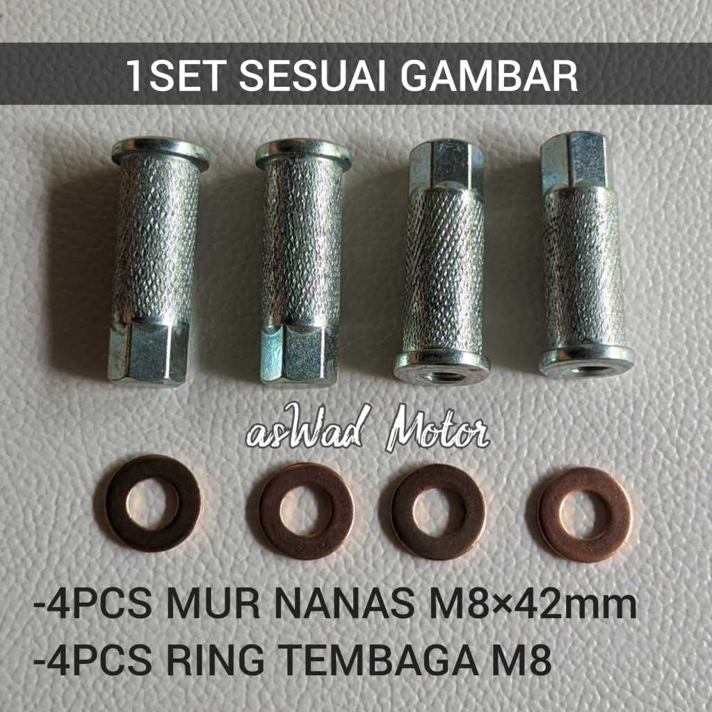 1Set Mur Head Nanas + Ring Silinder Head Mio Jupiter Z Vega Zr Fino Rx King F1ZR Kharisma Grosir
