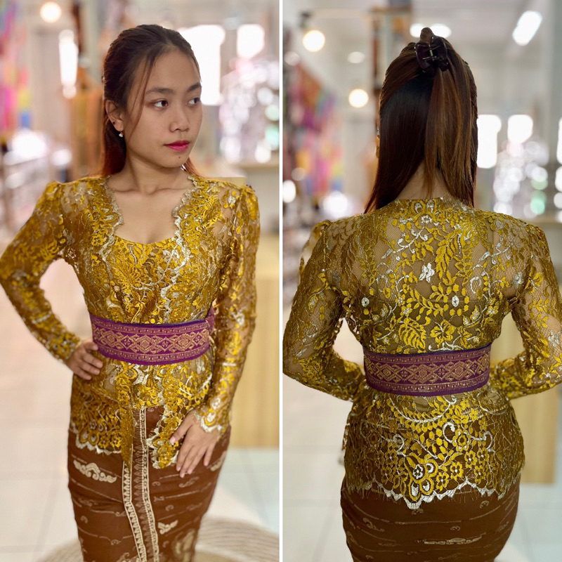 Kebaya Jadi Brokat/ Kebaya Brokat Metalik Swarosky/Kebaya Brokat Tangan Panjang