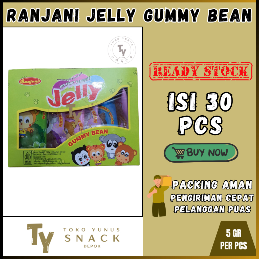 

RANJANI JELLY GUMMY BEAN BOX ISI 30PCS @5GR