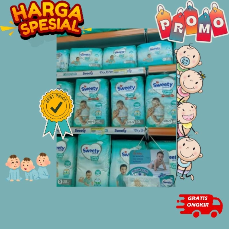 Sweety Silver Soft cloud Pants perekat Popok bayi Ukuran S38/M30/L26/XL24/XXL22