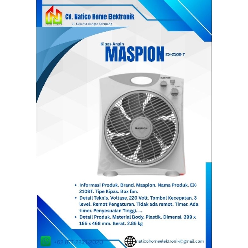MASPION EX-2109 T/Kipas Angin Duduk