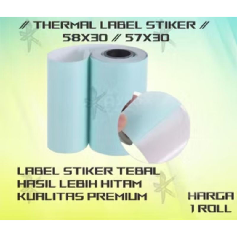 

kertas stiker label 58mm thermal premium 57x30 / 58x30 +packing dus