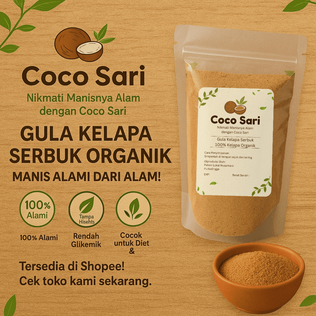 

Brown Sugar 100% Organic | Gula Serbuk Kelapa 500 Gram