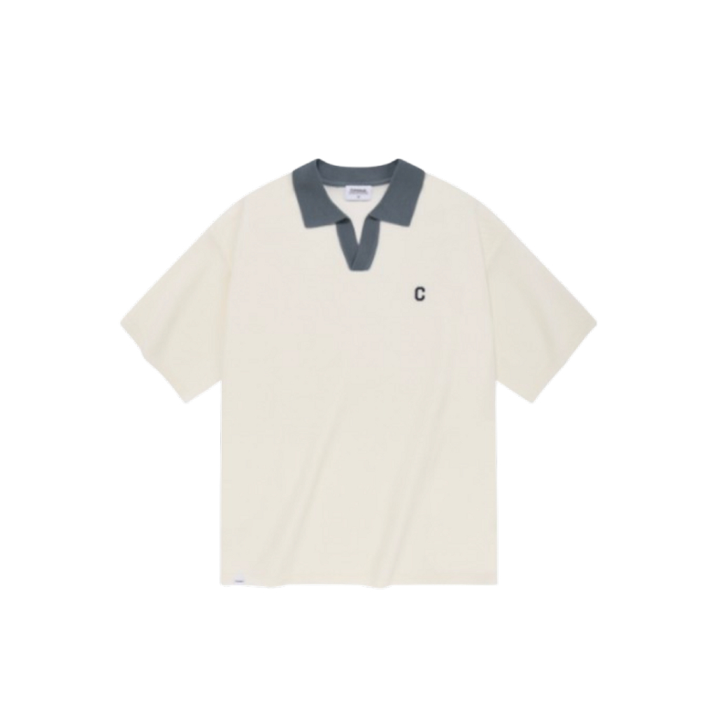 Covernat C Logo Half Open Polo Knit Ivory