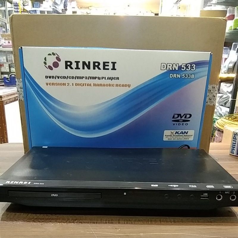 DVD VCD CD MP3 MP4 RINREI DRN533B Mini Karaoke, USB Player