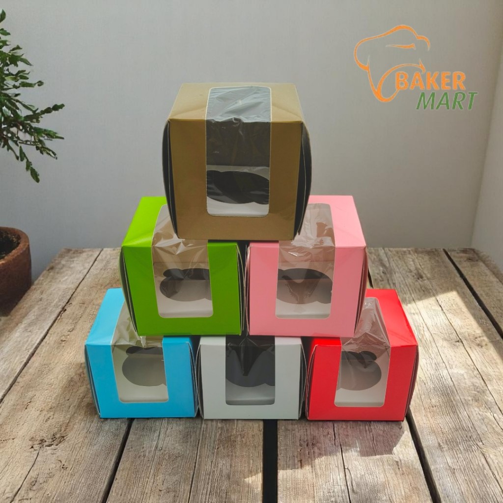 

Kotak Cupcake Polos Warna ( Lubang 1 ) / Box Cupcake 9x9x9cm /5pcs