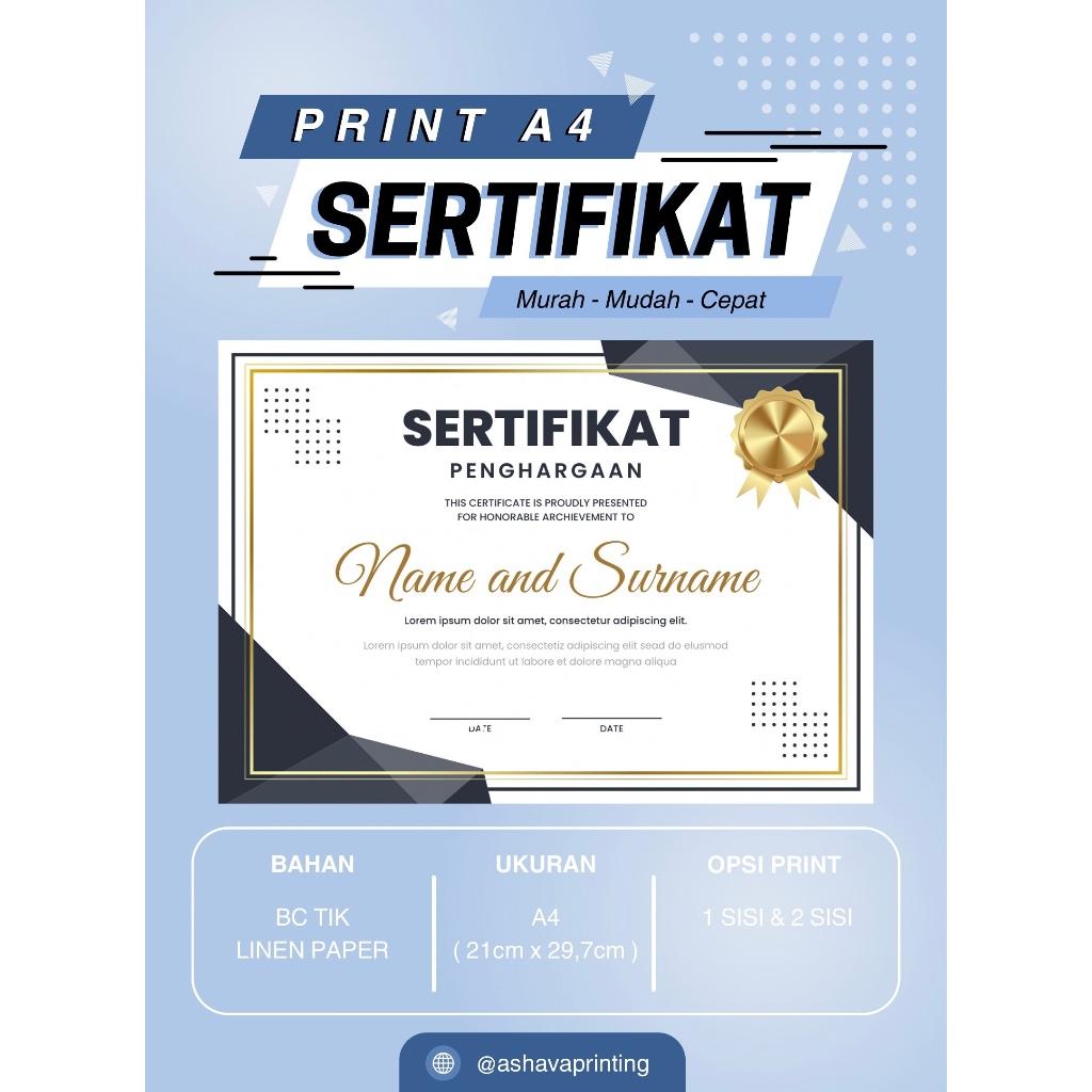 

Promo Cetak Piagam A4 Murah Custom Cetak Kertas PiagamTermurah