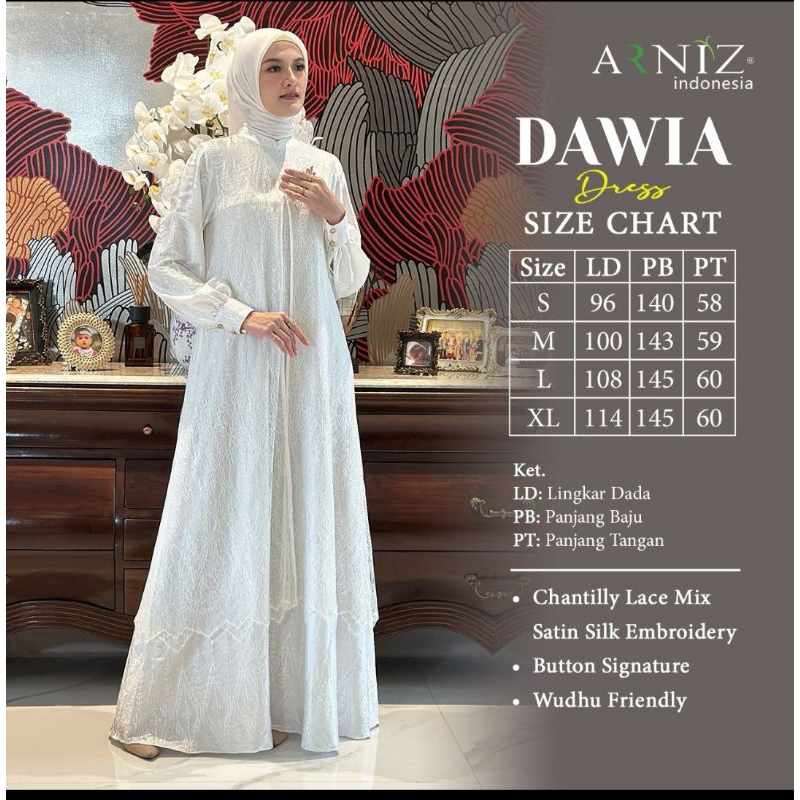 Dawia dress(DRESS AJA)by ARNIZ terbaru#putih#fyp