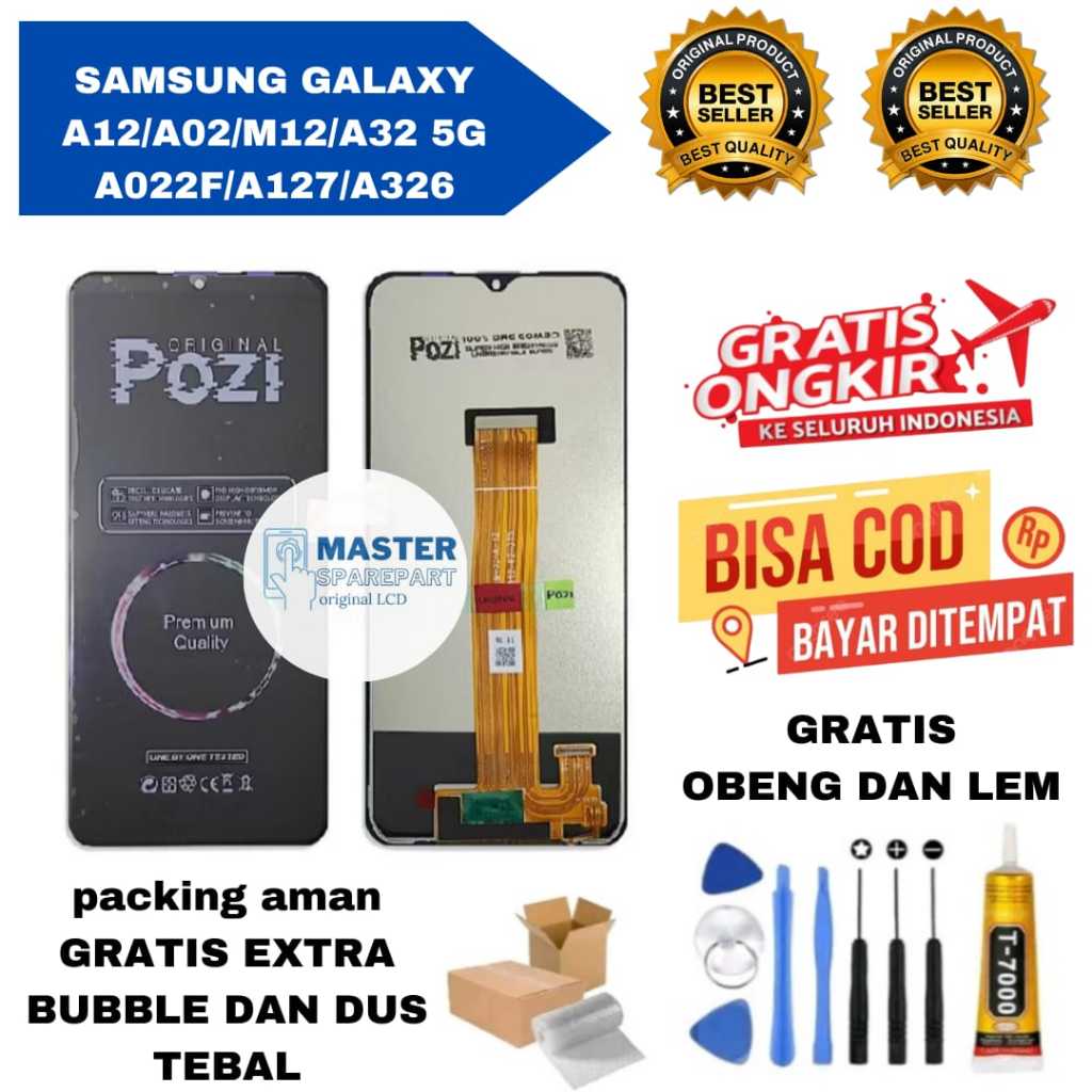 Lcd Touchscreen SAMSUNG GALAXY A12 / A02 / M12 / A32 5G / A022F / A127 / A326 Original Gratis Lem + 