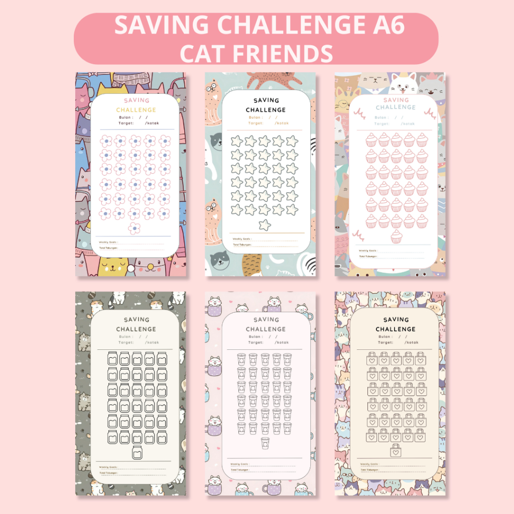 

(1 SET) SAVING CHALLENGE BULANAN UKURAN A6/ZIPLOCK A6