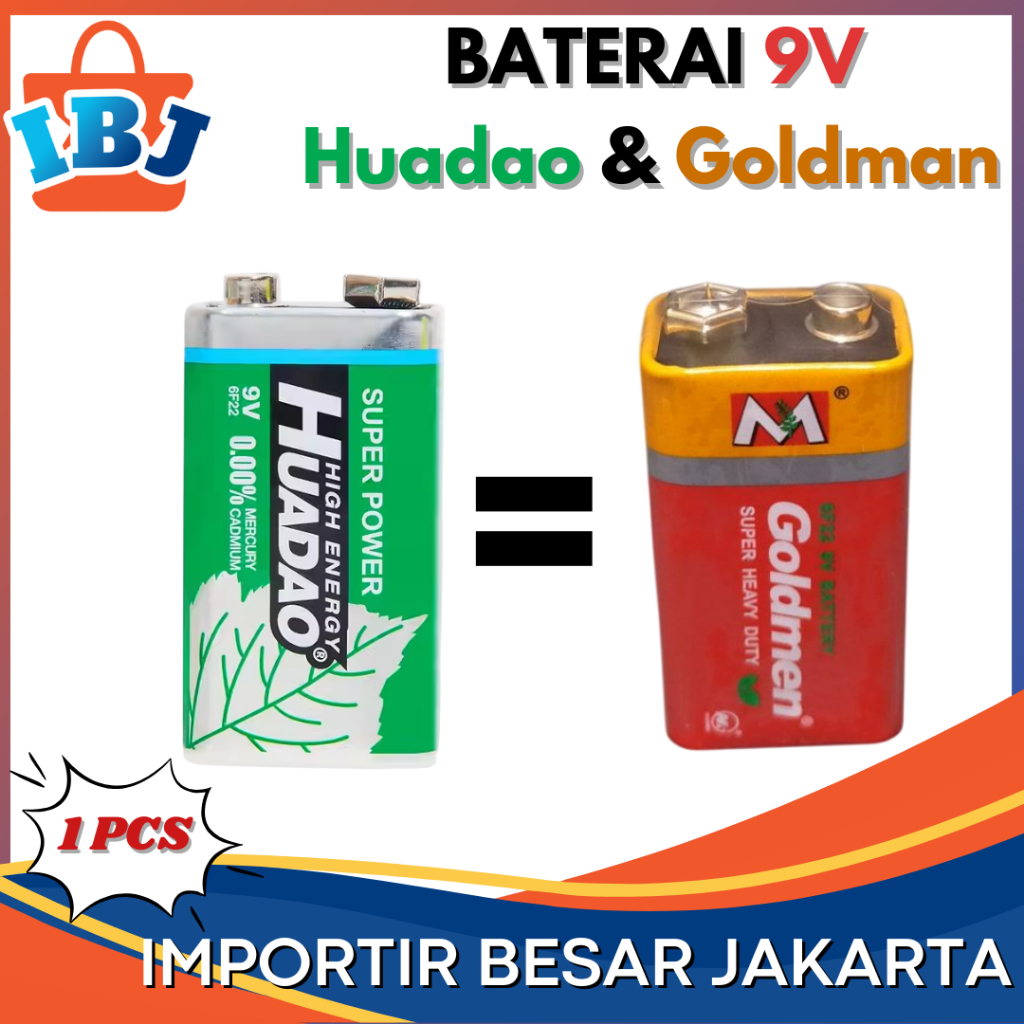 Baterai Huadao 9V Batre Mic Microphone 9V Batre Kotak 9V