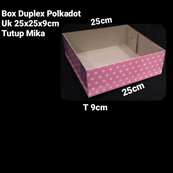 Box Duplex Polkadot Tutup Mika Dus Kue Pink 25x25x9cm