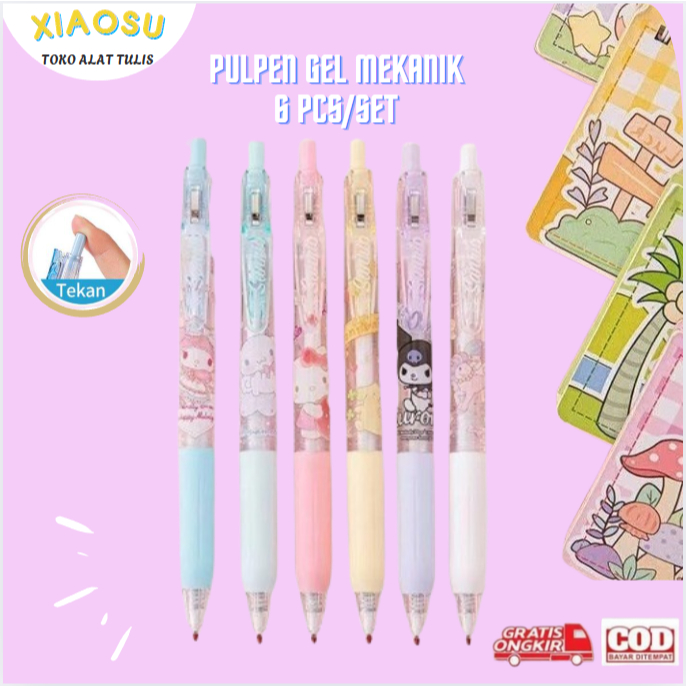 

(BISA COD) 6-24 PCS Pena Tekan INS Pena Air Tipe Tekan Bernilai Tinggi Pena Sanrio Pena Gel Kepala St Tas Hitam Alat Tulis Sekolah Pena Karakter Lucu untuk Anak-anak dan Perempuan Pena O.5mm