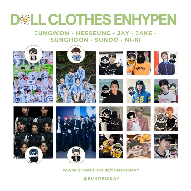Baju Boneka ENHYPEN JUNGWON HEEESEUNG JAY JAKE SUNGHOON SUNOO NI-KI Doll Clothes [ 10cm/15cm/20cm/30