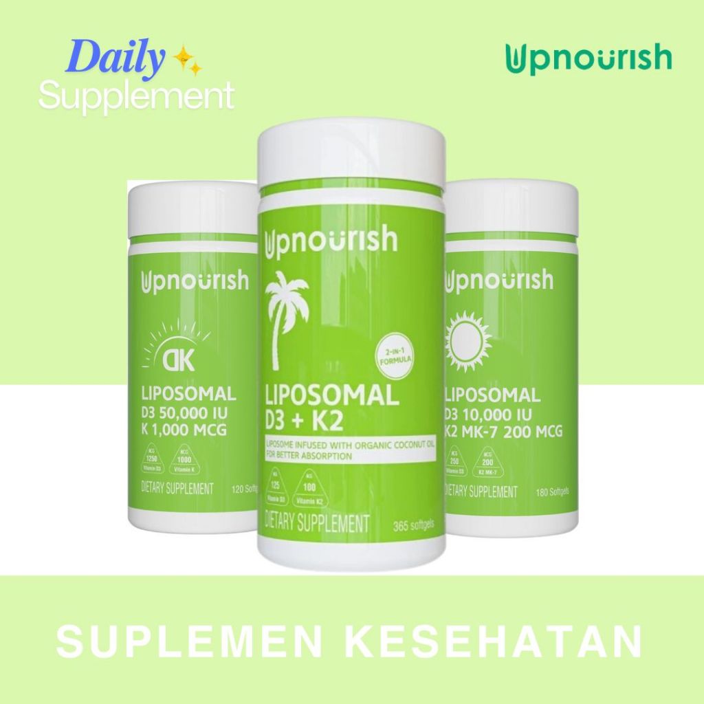 Upnourish Liposomal Vitamin D3 5000 IU + K2 100 mcg Vit D3 K2 365 SG