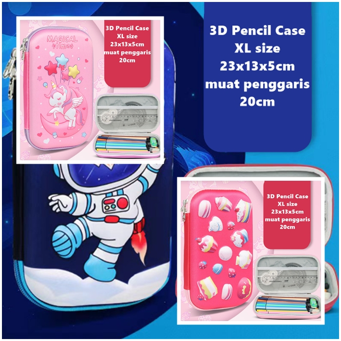 

[ORGM] UKURAN BESAR | Kotak Pensil 3D Timbul Tempat Pensil Lucu Sleting Unicorn Space Astronot Lucu