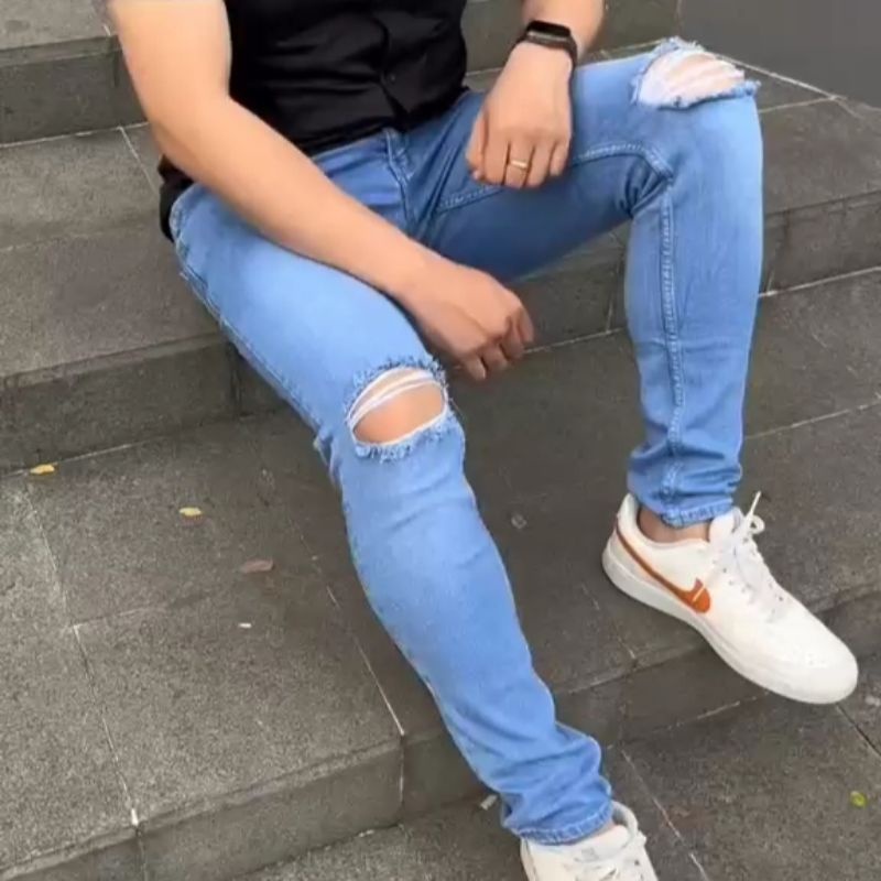 Celana Jeans Pria Sobek / Celana Starboy Robek Robek / Celana Sobek Pria Korean Style