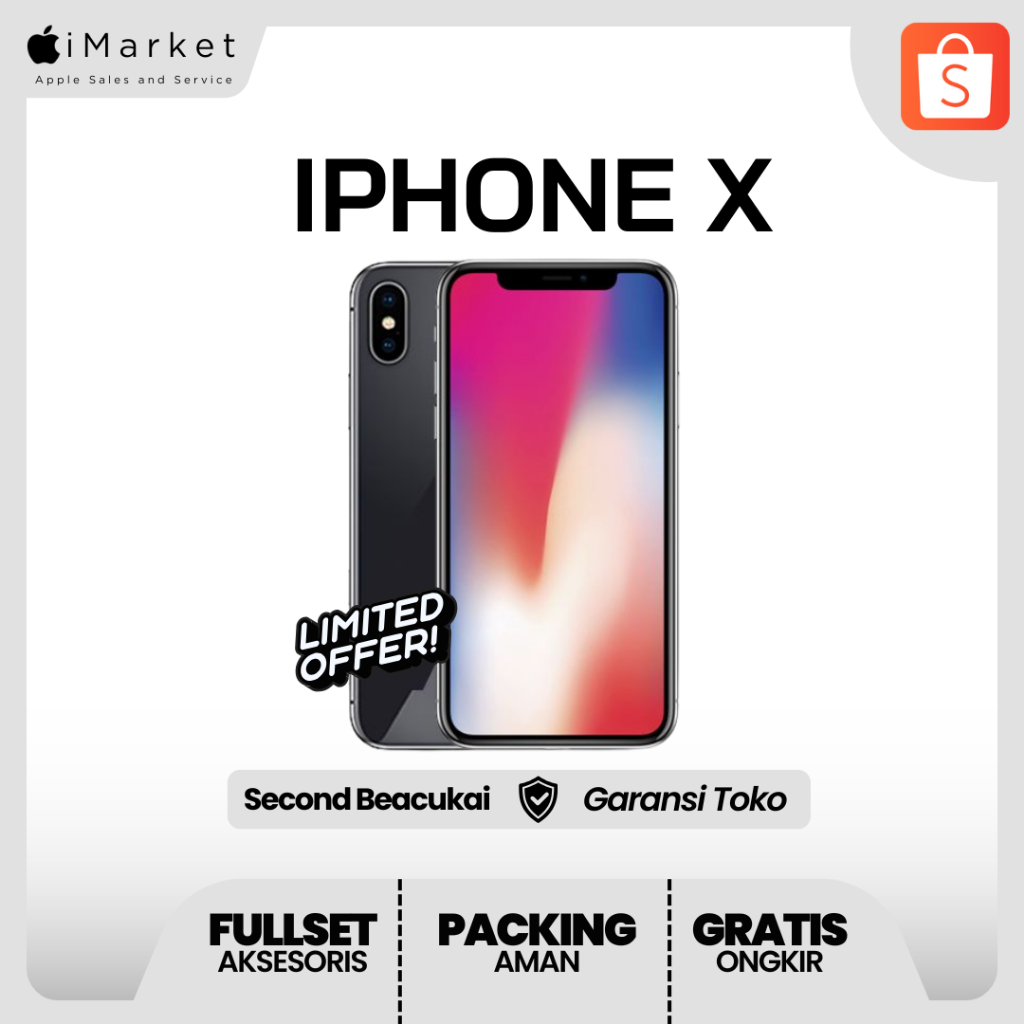iPhone X Second Inter Beacukai Bergaransi IMEI Terdaftar Fullset 64 GB / 256 GB