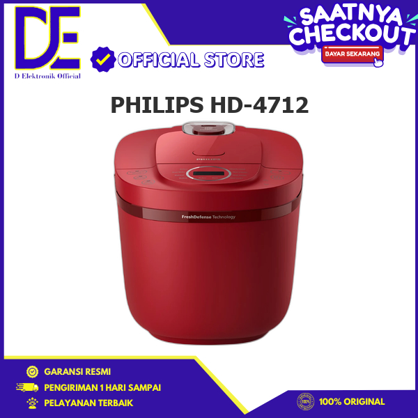 Philips HD-4712 Rice Cooker Digital 1.8L Fresh Defense Technology Pemanas Nasi Putih HD 4712 HD4712