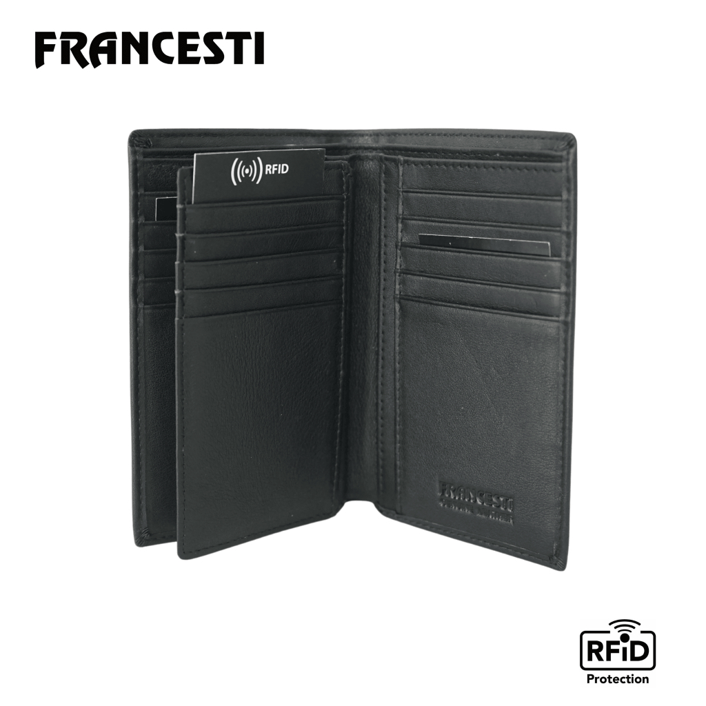 Francesti Dompet genuine leather Pria/Wanita RFID Protection Genuine Leather 173R Black