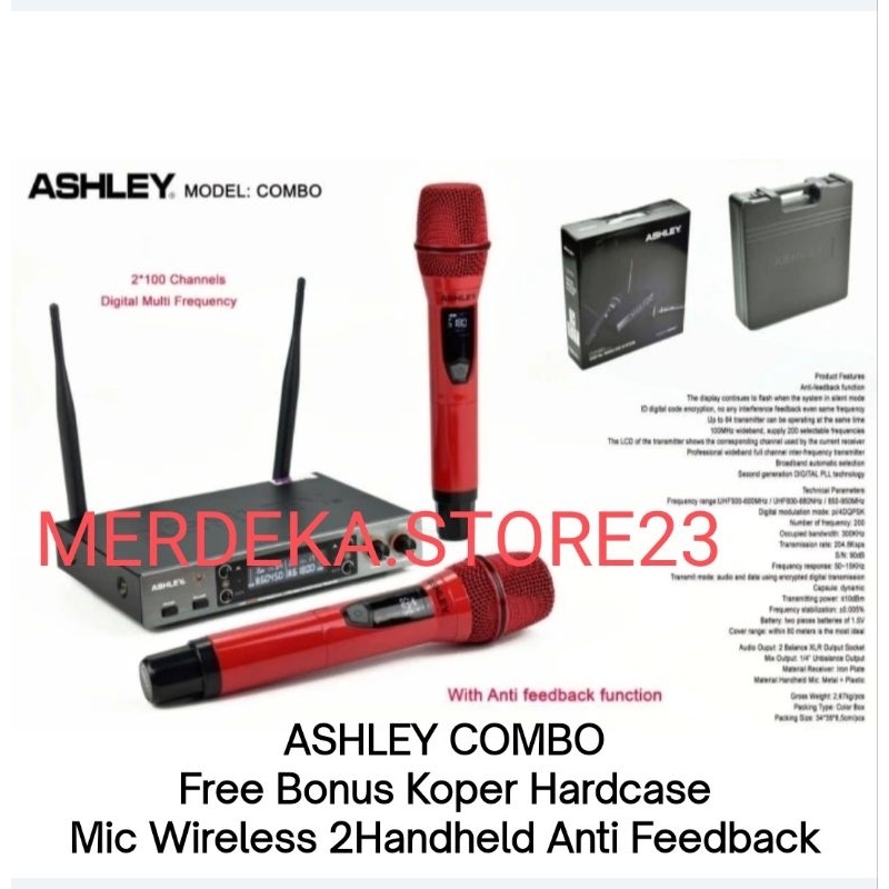 NEW Mic Wireless ASHLEY COMBO | ASHLEY Model COMBO Original | Microphone Wireless Dual Handheld Anti