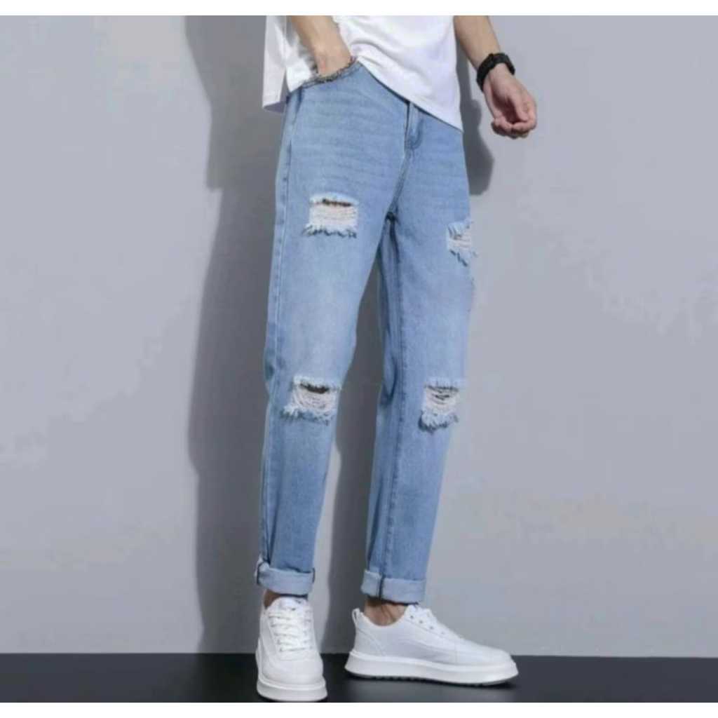 Celana Jeans Pria Sobek  Celana Celana Starboy Robek Robek / Celana Jeans Pria Slimfit Korean Style