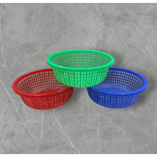 Keranjang Plastik / Wakul Bakul Buah Sayur Telur Serbaguna / Besek Wadah Makanan / Keranjang Bulat