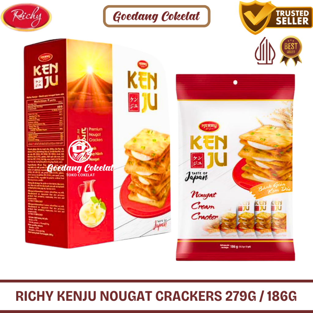 

Richy Kenju Ken Ju Premium Nougat Crackers Krekers Sandwich Isi Krim Nougat Taste of Japan Kemasan 186g / 279g